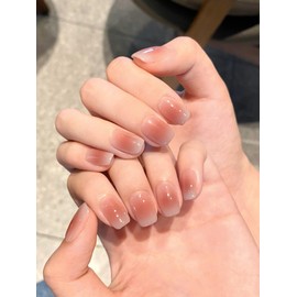 BIBII Nails Handmade Nail Tip, 3D Nails, Short, Korean Popular, Short Finger Suit, 10 Pieces, 100% Handmade Nails, Reusable Nail Tip, Glossy, Cute, Simple, Stylish, Coming of Age Ceremonies, School