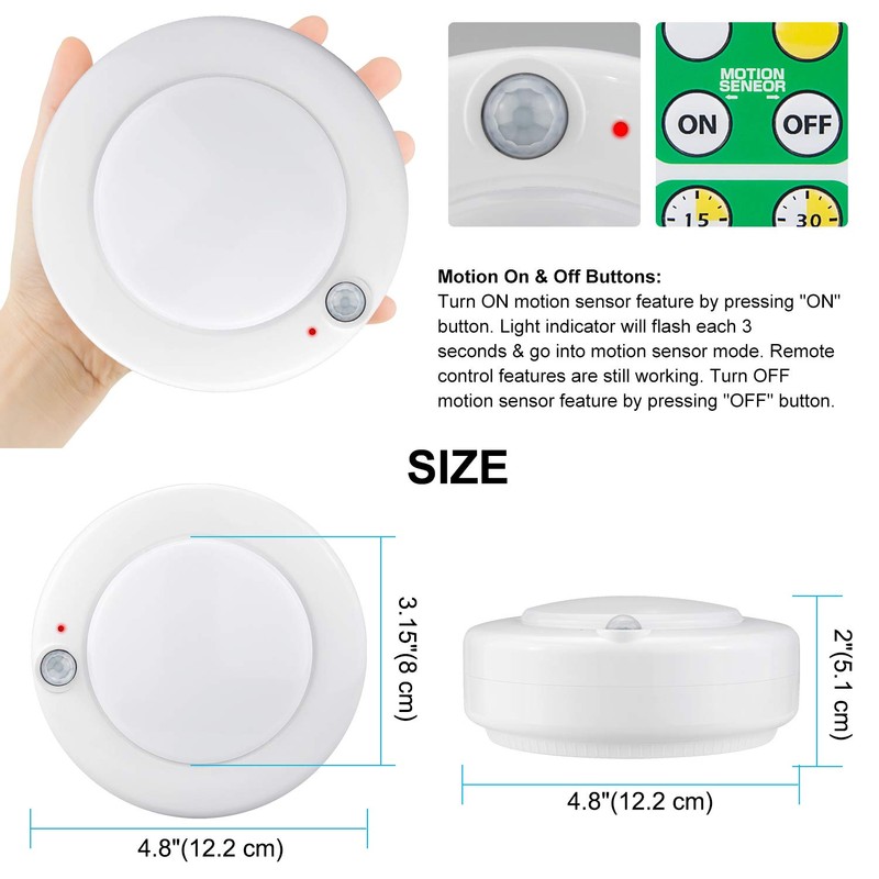 HONGUT Battery Powered LED Ceiling Light, Indoor Motion Sensor Light