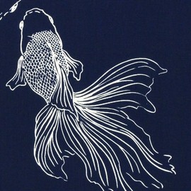 染の安坊 Anbo Tenugui Hand Towel, Ryukin and Demekin (Navy), Goldfish, 100% Cotton, Made in Japan, 13.8 x 39.4 inches