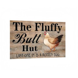 Carastora Vintage Metal Tin Sign Funny Sarcastic Party Wall Art Decor SignsFunny Chicken Coop Sign, "Last One In Is A Rotten Egg" Metal Tin Sign, 8x12 Inch Wall Decor for Farm, Poultry House, Kitchen, and Barn