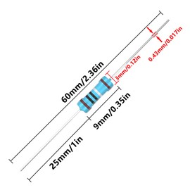 GUEEYUAW 100 Pcs 150 Ω ohm Resistor 1/2W(0.5Watt) Metal Film Fixed Resistor 0.01 ±1% Tolerance Resistors