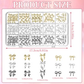 135Pcs Five Styles of Nail Bow Decorations, Bow Charms Decor Supplies, Art Accessories Supplies Suitable for Making Exquisite & Elegant Nail Accessories