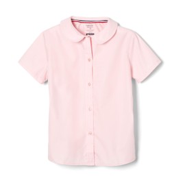 French Toast Big Girls' Short Sleeve Peter Pan Collar Blouse, Pink, 10