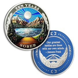 10 Years Sobriety Coin Ten Years Sober Sun Sobriety Coins AA Chips and Medallion Alcoholics Anonymous Coin Recovery Anniversary Token Sobriety Gifts for Women Men