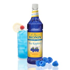 Monin - Sugar Free Blue Raspberry Syrup | Premium Calorie-Free Syrup | Perfectly Sweet & Tart for Slushes, Cocktails, Mocktails & Snow Cones (BPA-Free Plastic Bottle, 33.8 fl oz)