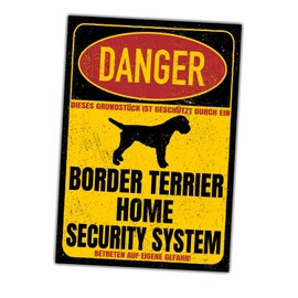 Border Terrier Dog Sign Danger Security System Door Sign Dog Sign Warning Sign