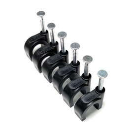 TR Cable® Pack of 50 Round Black Cable Clips with Strong Nails - Durable & Versatile - Ideal for Indoor/Outdoor Cable Management, 10mm