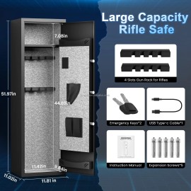 New High Security Steel Gun Safe Digital Lock Large Personal Protection Safe US Warehouse in StockMaterial: cold rolled steel, door thickness: 1MM, Dimension (L x W x H): H1320*W300*D280mm