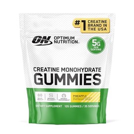 Optimum Nutrition Creatine Monohydrate Gummies, Pineapple Flavor, 105 Count, 35 Servings, 5g Creatine per Serving (Packaging May Vary)
