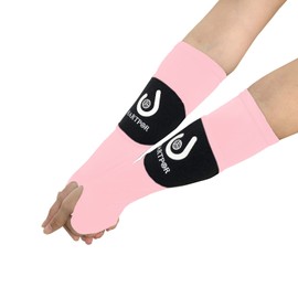 HARTPOR - Mangas de voleibol para brazos, con almohadilla de protección y agujero para el pulgar para proteger los brazos de la picadura, 1 par de 14 pulgadas, color rosa