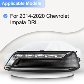 ROXX LED Fog Light Pair Assembly Kit OEM Series for 2014 2015 2016 2017 2018 2019 2020 Chevy Impala Driving DRL Fog Lamp w/Fog Lights Bezel Driving Lights Wiring Kit & Switch