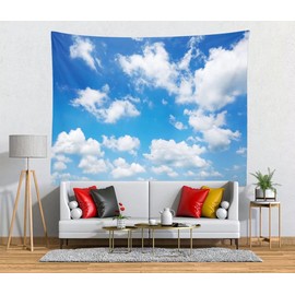 BELECO Blue Sky White Clouds Tapestry Wall Hanging for Children's Room Sky Tapestry Backdrop Home Wall Decorations Heaven Clouds Tapestry Art Wall Decor for Bedroom Living Room Dorm