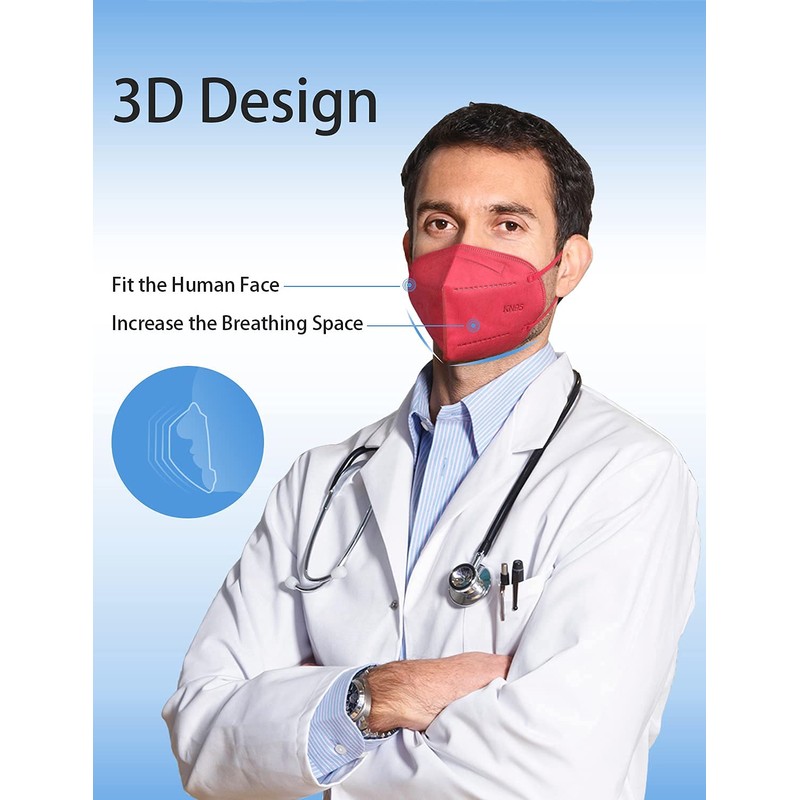 HUHETA KN95 Face Mask 60 PCs, 5-Ply Safety Masks for