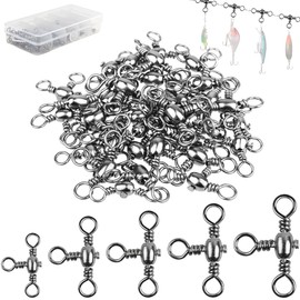 3-Way Salcan, Set of 50, Three-Pointed Sarkan Swivel, Smooth Rotation, Swivel Snap Line, Fishing Line, Connector, Multi-Axis Rotation, Smooth and High Speed Rotation, Freshwater Saltwater Fishing
