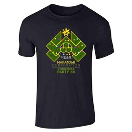Pop Threads Nakatomi Plaza 1988 Christmas Party Holiday Graphic Tee T-Shirt for Men Black 6XL