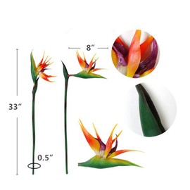 DODXIAOBEUL Large Bird of Paradise 32 Inch Permanent Flower,UV Resistant No Fade Flower Part is Made of Soft Rubber PU,Artificial Flower Plants for Home Office 2 Pcs (Orange red)