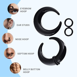 BRITIVIVE Septum Piercing 18 Pieces Piercing Ring Horseshoe Piercing Ring Septum Rings C Shape for Men and Women Expander Ear Stretching Set (Black), Acrylic, No Gemstone