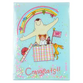 Koko-chan Greeting Life RYZ-1093 6 Pockets, Clear Holder, File Opening, A5 Size, Includes Sequins, Gift Box, Light Blue