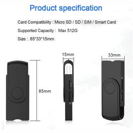 Aiyingmei CAC Smart Card Reader, 5 in 2 DOD Military USB SIM/SD/TF/ID/IC Card Adapter USB C Sim Card Adapter Compatible with Windows, Linux/Unix, MacOS X