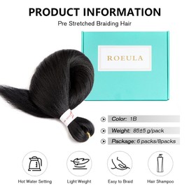 Roeula T1B/27/613# Pre Stretched Braiding Hair 20 Inch 8 Packs Long Ombre Off Black to Honey Blonde to Platinum Blonde Braiding Hair Pre Stretched Professional Prestretched Braiding Hair Synthetic