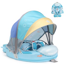 Upgread Mambobaby Float, Baby Floats with Canopy for Waist Swimming Ring Non-Inflatable Pool Floats with Adjustable Safety Strap &Upgrade Add Tail for Infant Toddler 3-24 Months (Submarine)