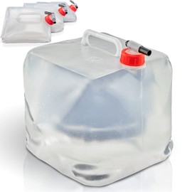 Pack of 4 Foldable 10 L Water Canisters with Practical Pouring Tap, Carry Handle, and Screw Lid, 100% Leak-Proof, for Camping, Outdoors Etc.