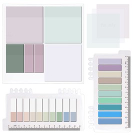 Clear Sticky Notes, 700 Pcs Transparent Sticky Notes Tabs Set, Waterproof Transparent Sticky Notes for Annotation Books, Page Markers, Index, Bible Accessories, Office, School (Morandi Color)