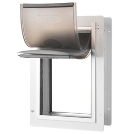 Happybuy Pet Door, 9.29" x 13.19" Metal Frame with Lock and 3-Flap System, Weatherproof Doggy Door, Pet Door Suitable for Cat Doggie Kitties (White-Small)