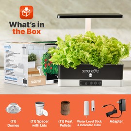 SereneLife SLGLF150.5 Smart Starter Kit-Hydroponic Herb Garden Indoor Plant System w/Height Adjustable LED Grow Lights, 11 pods, 3 Modes-Home Kitchen, Bedroom, Office (Black)