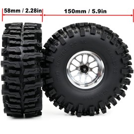 HOBBYSOUL 5.9'' Tall Mud Slingers XL RC 2.2 beadlock Wheels and Tires Set