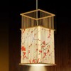 Pendant Light Chinese Style Bamboo Faux Sheepskin Lampshade E27 Ceiling