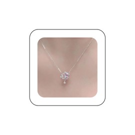 Cimenexe Bohemian Crystal Star Choker Necklace Hollow CZ Star Pendant Necklace Silver Moonstone Star Necklace Small Rhinestone Star Chain Necklace Jewellery for Women and Girls Gifts, Zinc, No
