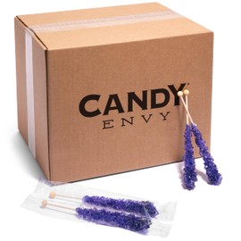 Candy Envy - Purple Rock Candy Sugar Sticks - Grape Flavored - 144 Indiv. Wrapped