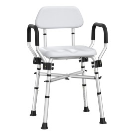 WAYES 500 Lbs Padded Shower Chair Bath Bench Seat Stool w/ Arms & Adjustable Height #