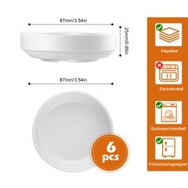 Chenove 6 Stück Dipschalen, Ø 8.7 cm Dip Schälchen, Kleine Schalen für Dips Melamin A5, Weiß Rund Suschi Schälchen, Servierschalen set für Dips, Saucen, Fingerfood Gewürze, Marmeladen, Tomatensauce