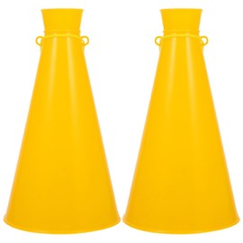 POPETPOP 2pcs Cheer Megaphone Bulk Portable Plastic Megaphone Cone Yellow Noisemaker Soccer Game Cheering Horn Football Noise Makers for Sports Party Favors Team Spirit Accessories