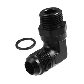 REPAIROCK 90 Degree 12AN Flare to 12AN ORB Port Male Fuel Pump Rail Adapter Swivel Fuel Fitting Adapters with O Ring for Car Black Auto Replacement Parts