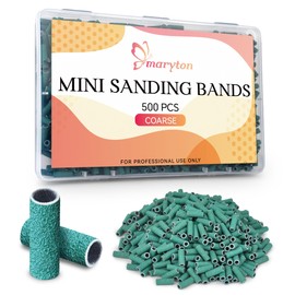 Maryton 500Pcs Mini Sanding Bands for Nail Drill, Coarse 100 Grit for Salon