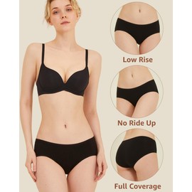 POPKOK Womens Underwear Cotton Hipster Panties Low Rise Briefs 6 Pack(X-Large, Dark)