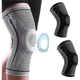 2 rodilleras de compresión Ultra Knee Elite - Rodillera profesional, rodilleras elásticas, estabilizador de rótula con soporte de resorte de gel de...