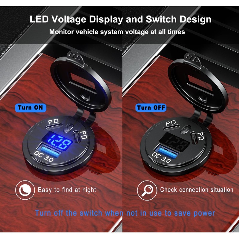 Dual PD 3.0 USB Car Socket Car Charger, Dual 45W