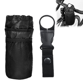 Bicycle bottle holder, bottle holder without screws, bicycle bottle holder, waterproof and heat-insulating for folding bikes, pushchairs, motorcycles, with 1 clip buckle (black)