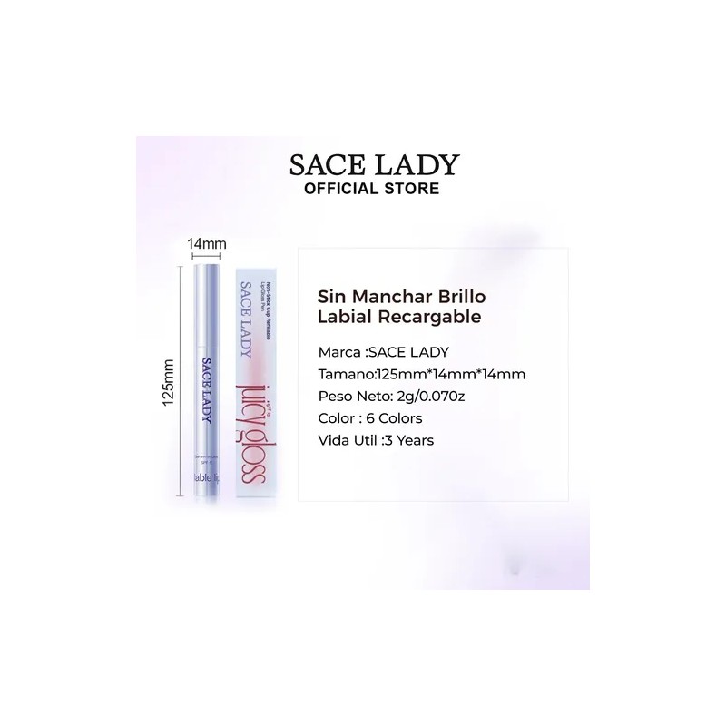Sace Lady Labial Gloss Retráctil Efecto Brillo Jugoso Fps15
