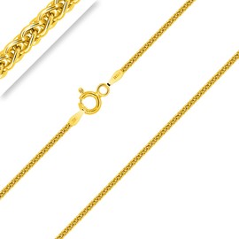 Planetys - Spiga Necklace 925/1000 Silver Gold-Plated 18 Carat Yellow Gold Width 1.4 mm 40-45-50-55-60-65-70 cm, Sterling Silver, spiga