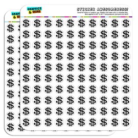 Dollar Sign White and Black 1/2" (0.5") Planner Calendar Scrapbooking Crafting Stickers - Opaque