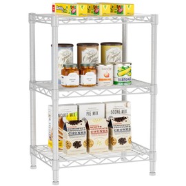 Golpart 3 Tier Adjustable Storage Shelves Heavy Duty Metal Utility Shelf Wire Shelving Unit Organizer Rack for Home Kitchen Office Bathroom Pantry Room 12" D x 18" W x 30" H
