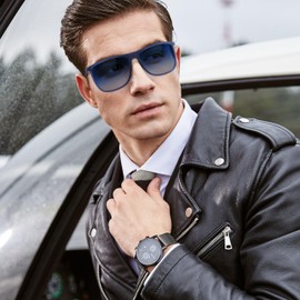 TACLOFT Square Ultralight Carbon Fiber Polarized Sunglasses for Men Trendy Driving Fishing Golf Sports Shadow, C5 Blue Frame With Blue Gradient Lens