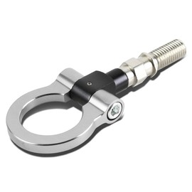 Universal for Japanese Car 1.88" Billet Aluminum Front/Rear Trailer Tow Hook Ring Kit (Silver)