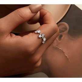 PAHALA 925 Sterling Silver Shiny Vintage The Big Dipper Star Band Cubic Finger Wedding Party Engagement Ring (7)