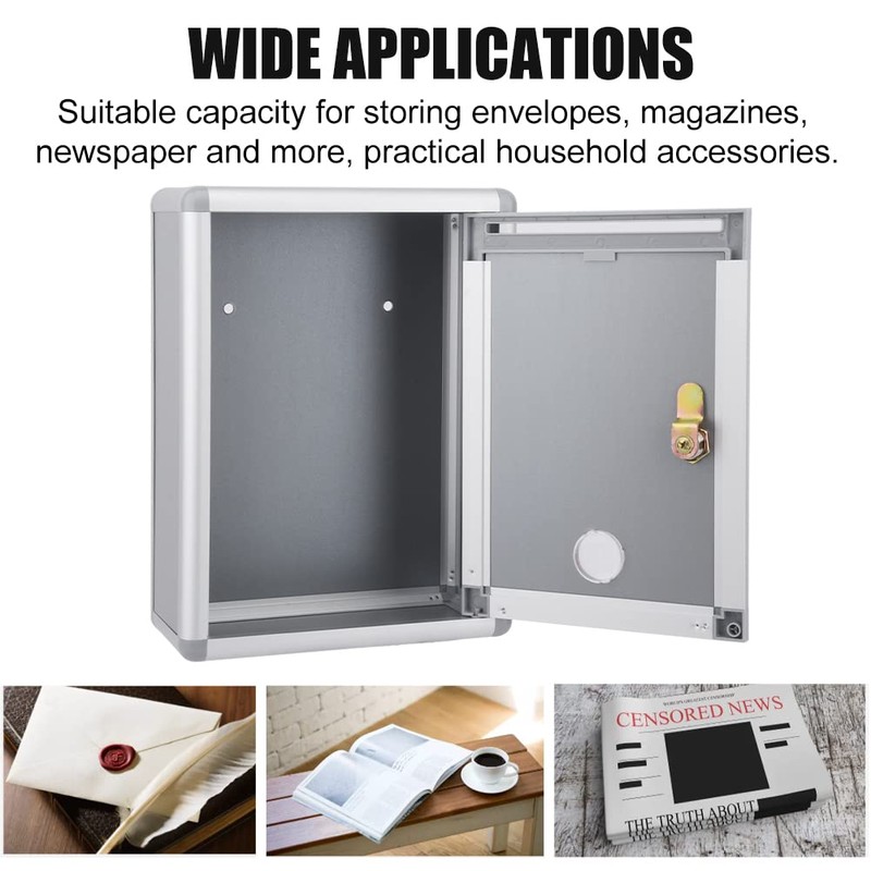 Wall Mount Mailbox, Lockable Secure Post Box, Letter Box for